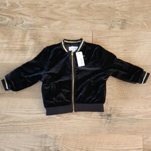 Kids Navy Velvet Jacket